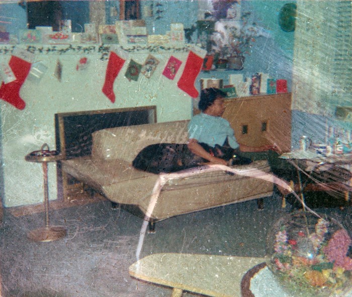 Roy’s daughter Carole at the family home at Christmas in the early 1960s
